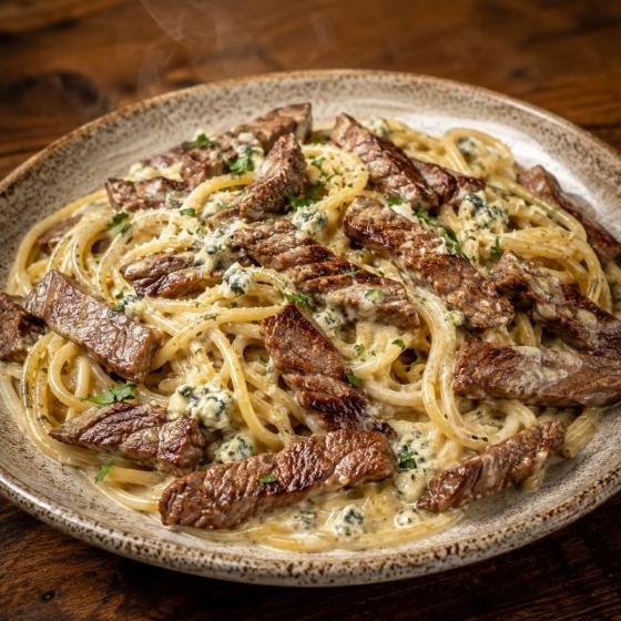 Espaguete de Filé com Gorgonzola