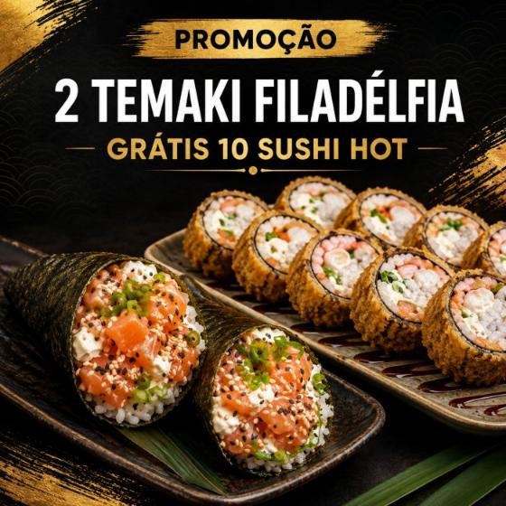 2 Temakis Filadélfia + 10 Hot Skin grátis